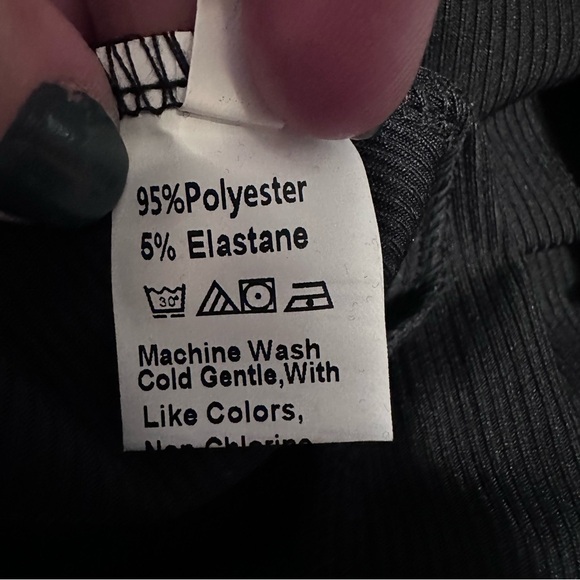 Black Ribbed Asymmetrical Long Sleeve Top | Size XL - Picture 5 of 6